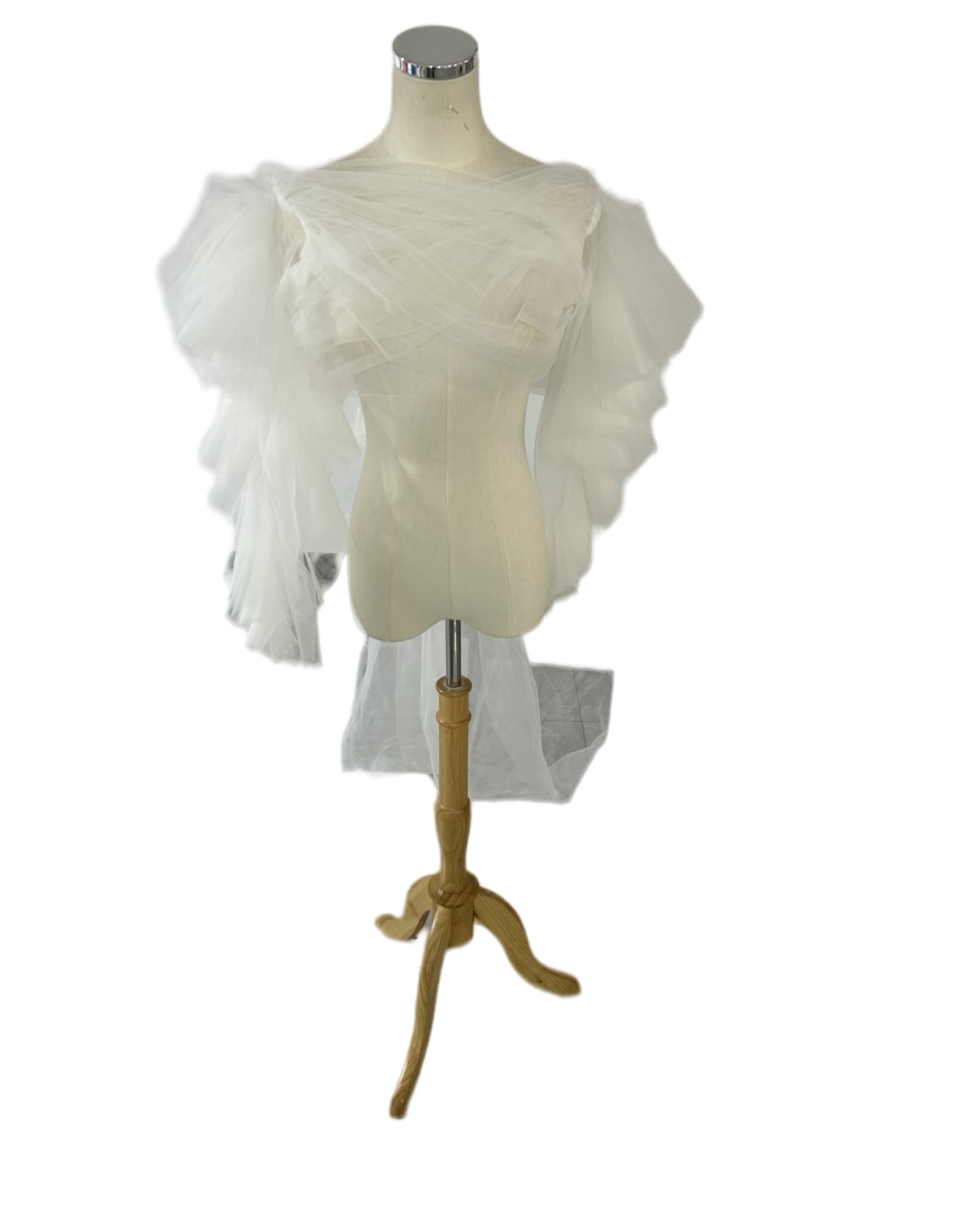 ベール風ボレロ　ソフトチュールトップス　ドレスアレンジ　シンプルドレスを豪華に変装！