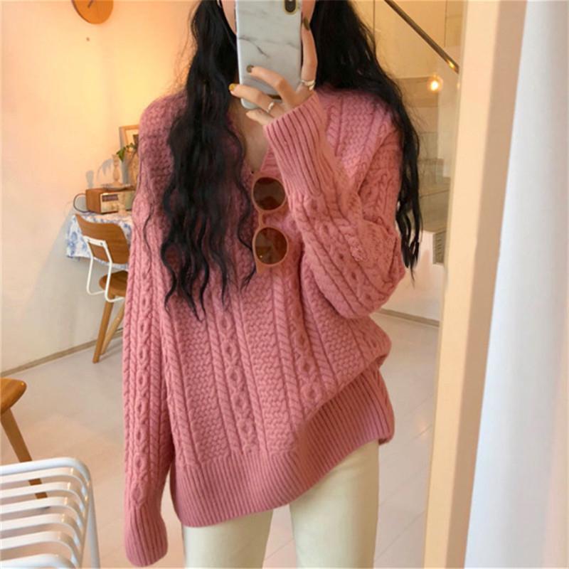 カラーセーター パープル ピンク トップス ニットソー セーター スリム 細身 ストレート スマート