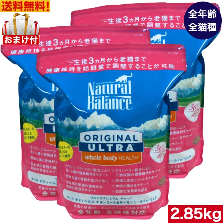ナチュラルバランス ホールボディヘルス キャットフード 2.85kg 3袋セット　オールステージ 全ライフステージ 全猫種 子猫 成猫 高齢猫 全ステージ 全年齢 対応 アレルギー 対策 健康管理