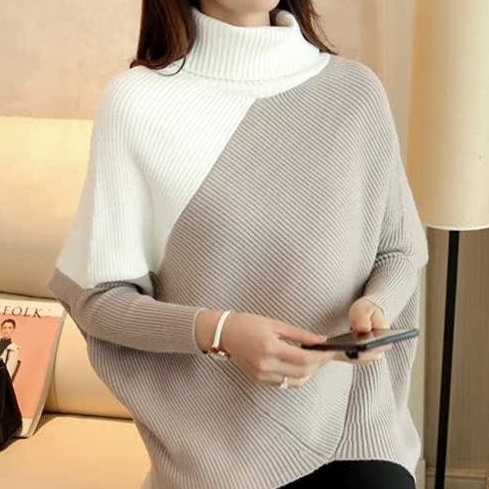 トップス ニットソー 長袖 ドルマンスリーブ タートルネック プルオーバー ミディアム丈 かわいい 大人可愛い きれいめ シンプル 上品 おしゃれ かっこいい カジュアル こなれ感 個性的 主役級