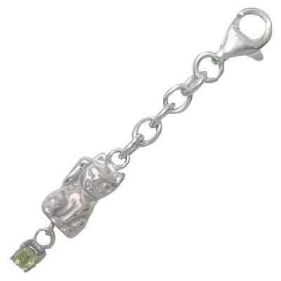 幸せを招く猫モチーフ ( 8月誕生石 ) シルバー ペリドットチャームトップホルダー楽ギフ_包装