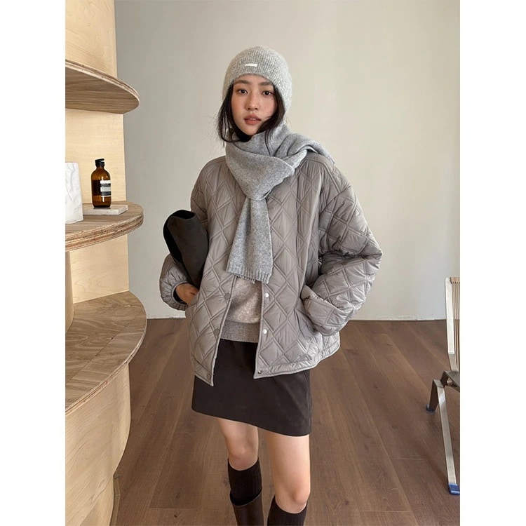 暖か カジュアル コットンコート 菱形キルティング ブルゾン 合わせやすい ゆったり レディース 冬季新作 アウター
