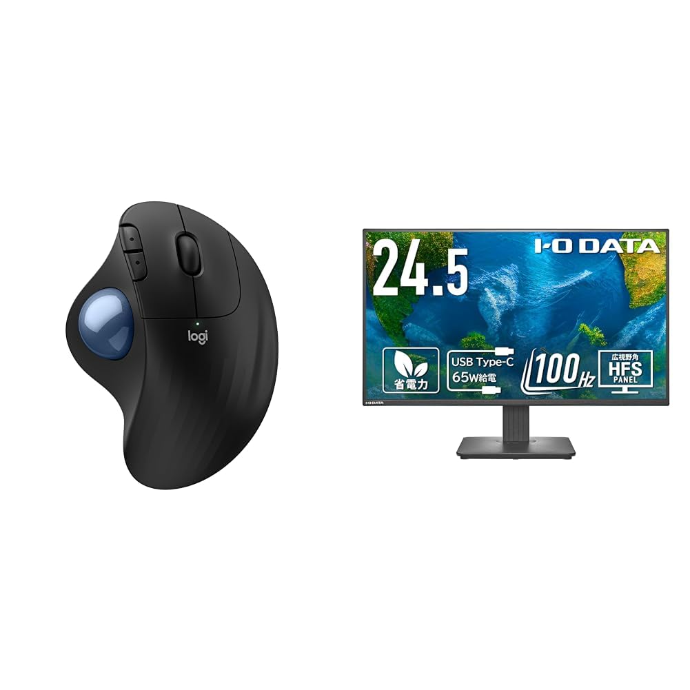【セット買い】 【Amazon.co.jp限定】 ロジクール 静音 ワイヤレス トラックボール マウス M575SPD + IODATA モニター 24.5インチ EX-C251SH