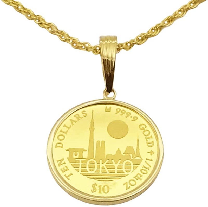 【在庫あり】 Coin TOKYO 純金 ジュエリー コインペンダント 東京コイン 1/10オンス K24 ネックレス