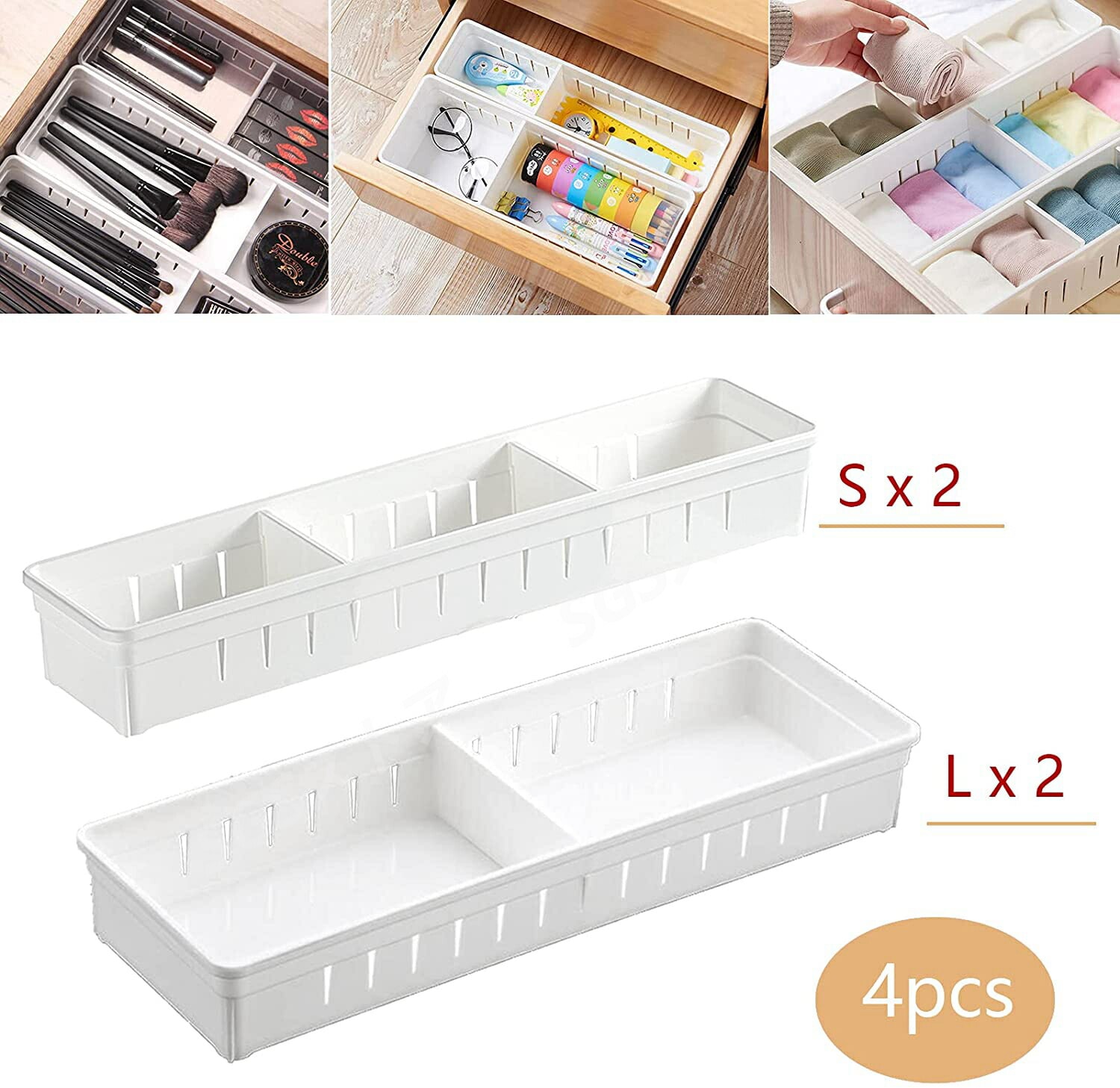 引き出し仕切り 引き出し用トレイ 収納トレイ 仕切り板付き お好きにサイズ調整可能 自由組合 奥行き8cm 整理 収納ケース 引き出し カトラリー 文房具 キッチン 下着 工具 化粧品 デスク 収納
