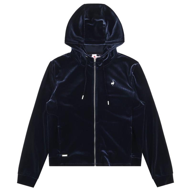 女性 アーリースプリング スリムフィット ベルベット フード付きジップアップ QR122OFT15DNV