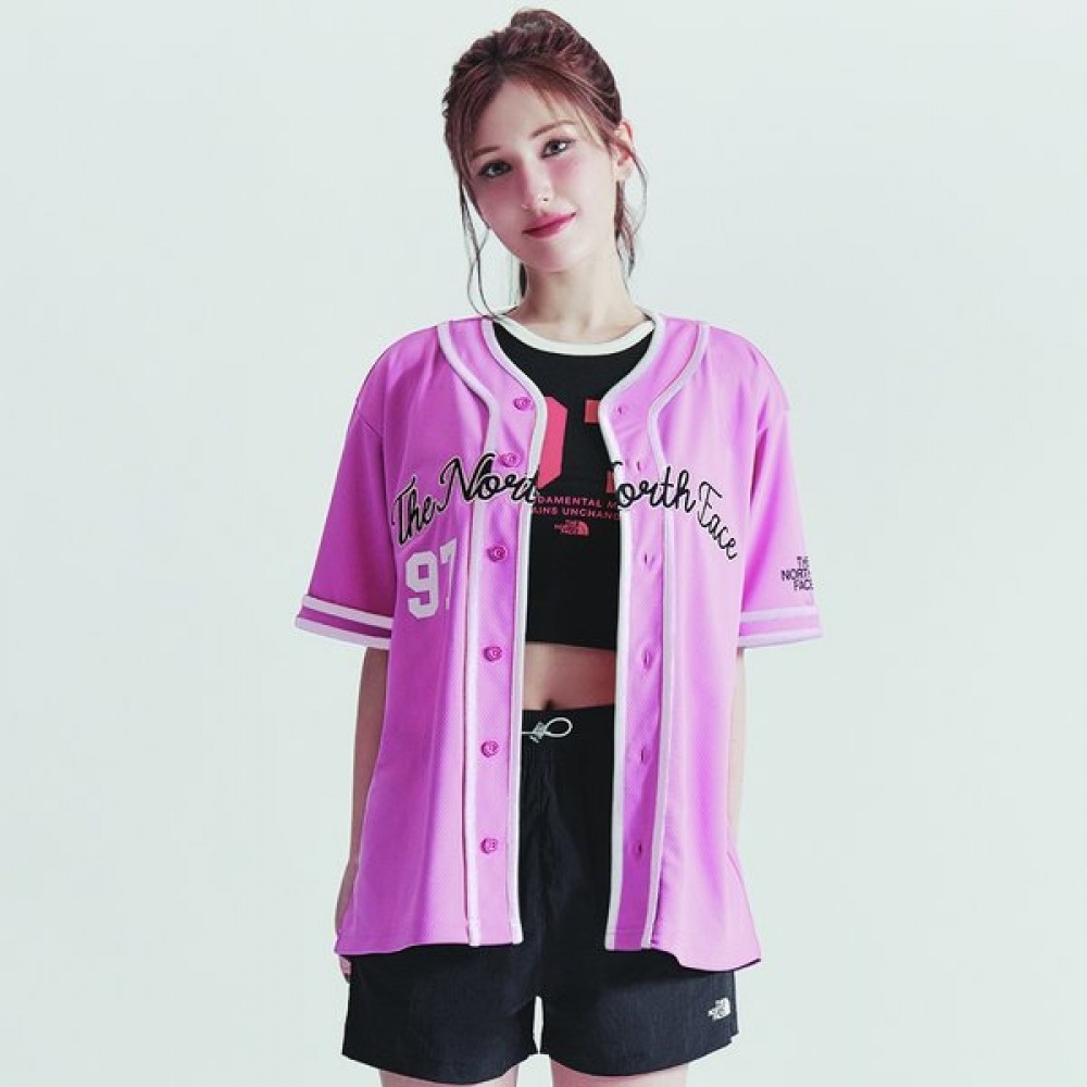 ノースフェイス TNF クルー 半袖 ジャージートップ LIGHT PINK NT7UR25M