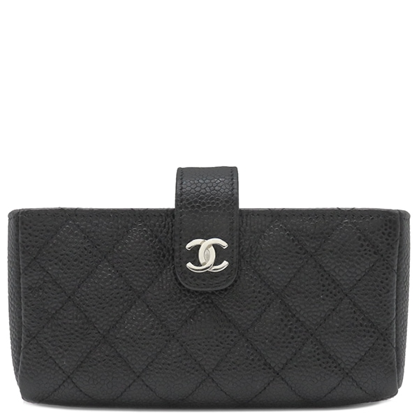 シャネル CHANEL ポーチ マトラッセ ミニ キャビアスキン ブラック シルバー金具 黒 コインケース カード入れ A48227 19******【中古】