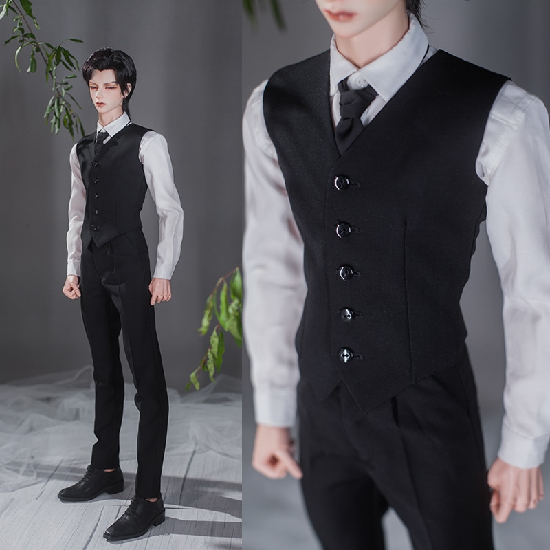 BJDドール服 ブラックベスト ズボン SD17/70cm/ID75/80cmサイズ球体関節人形用衣装