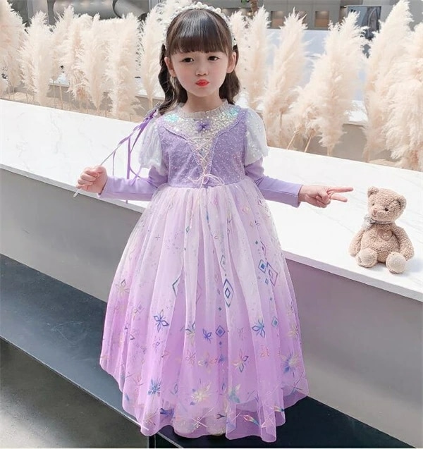 プリンセス ドレス 子供 キッズ ワンピース ロングドレス 仮装 コスプレ お姫様 誕生日 パーティードレス なりきりワンピース パープル お遊戯会 衣装 可愛い 清楚 上品100 110 120 1 4,131円