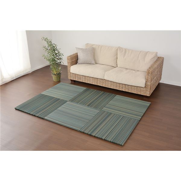 い草 置き畳/ユニット畳 65652.5cm ブルー 抗カビ 消臭 防音 クッション性 軽量 フラッタ 王騎 リビング