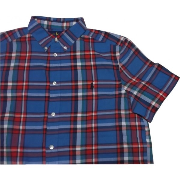 ボーイズサイズ 半袖 ボタンダウンシャツ ブルー boys PR2-1109