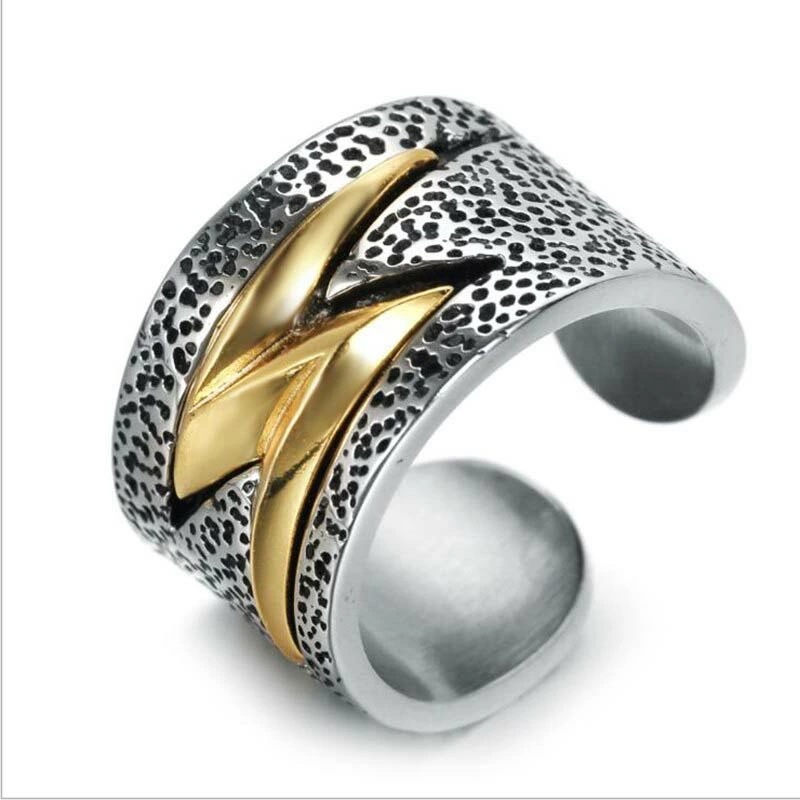 ゴールドライトニングステンレスリング（PRB028）指輪 フリーサイズ 調整可能 稲妻 イナヅマ 雷 男性 女性 プレゼント 親指 人差し指 中指 薬指 小指 いかづち r0350xxxxxxxx 7,392円