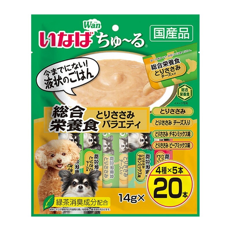 （まとめ買い）いなば Wanちゅる 総合栄養食バラエティ 14gx20本 DS-130 犬用フード [x4]