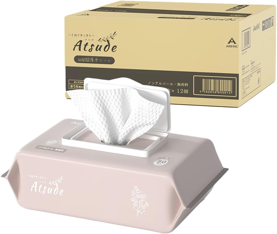 AIRFRIC おしりふき 厚手 無添加 無香料 ノンアルコール 蓋つき 水分多め エンボス加工 やわらか 大判 純水 99.99％ 赤ちゃん ベビー 新生児 超厚手 極厚 出産準備 出産祝い 大容量