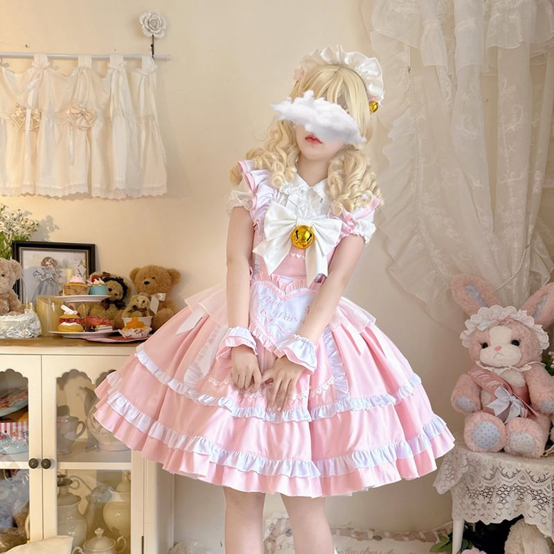ロリータドレススウィートキッチン娘ロリータ洋装スウィートメイドキャミソールワンピース
