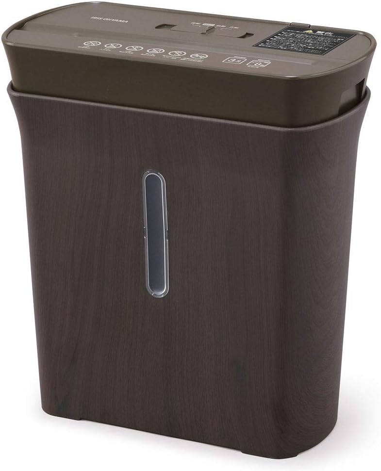 アイリスオーヤマ シュレッダー 家庭用 高速細断3.7m/分 細断枚数8枚 クロスカット 連続使用3分 ダストボックス8.9L A4/65枚収容 コンパクト P8GCD-T ブラウン