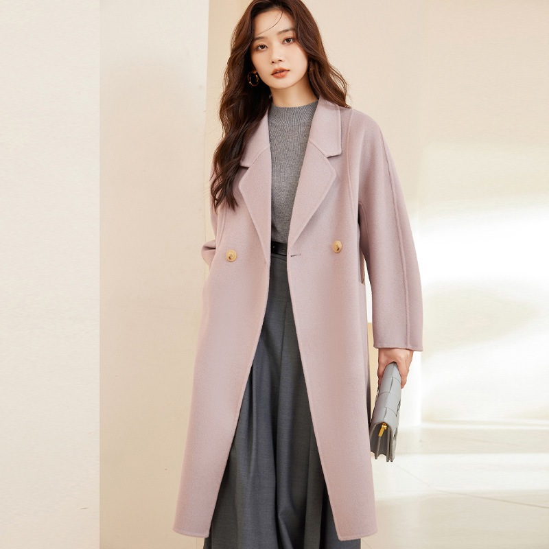 上质冬先取り冬アウター大きいサイズ フリース両面裏起毛コートウールラシャコート ロングタイプトレンチコート