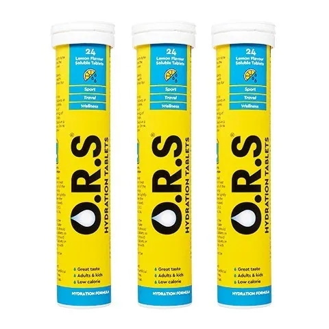 ハイドレーションタブレット24錠 3本 O.R.S レモン味 海外直送日時指定不可 国際郵便発送