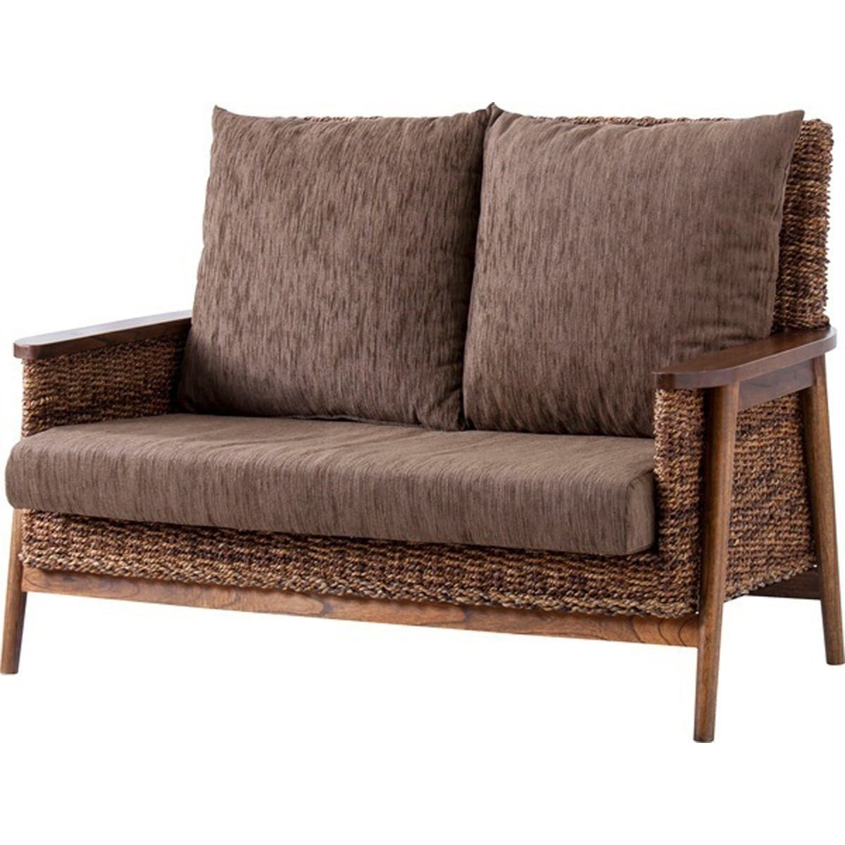 ソファ 2人掛 天然木 ミンディ アバカ ラッカー塗装 ポリプロピレン ポリエステル