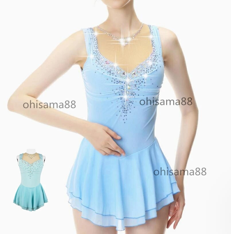 スケート衣装 子供 大人 ダンスウェア ドレス フィギュアスケート衣装 美しい アイスダンス 発表会 競技着 専用レオタード 試験 競技服 アイススケートウェア 演出用衣装 スタンダード 舞台 レッス