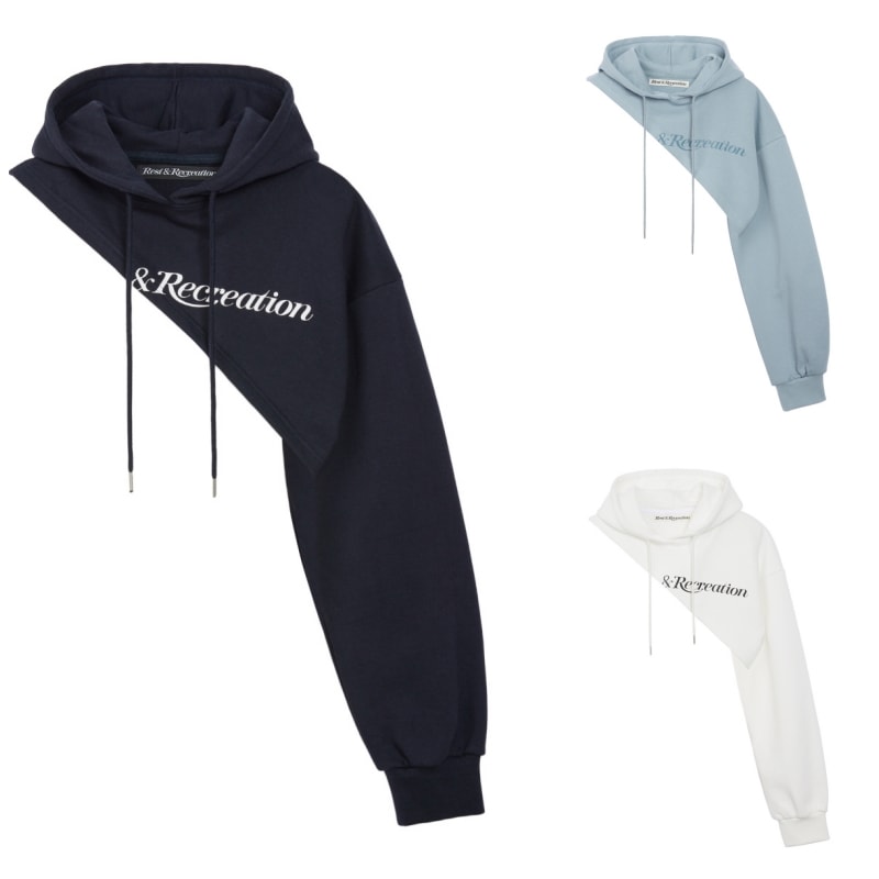 【REST & RECREATION】 ONE SHOULDER HOODIE : 3COLORS