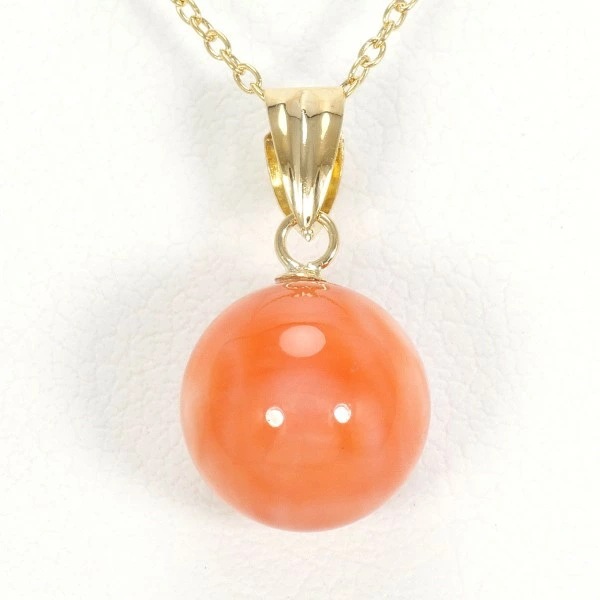 K18 18金 YG イエローゴールド ネックレス サンゴ 約39cm ジュエリー 中古