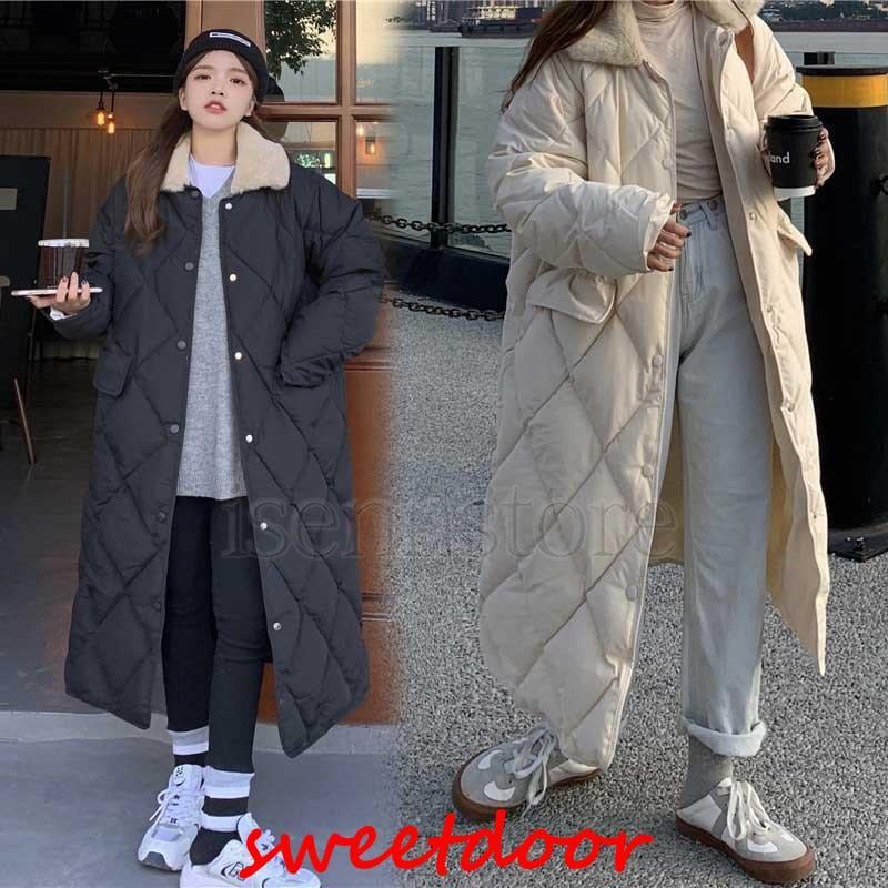 在庫処分セールキルティングコート レディース ロング ステンカラーコート 秋冬 中綿コート ファー襟 ひざ下丈 暖かい ゆったり 厚手 キルトコート ファイバーダウン 防寒