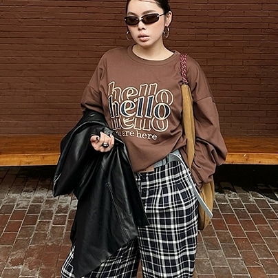 トップス カットソー Tシャツ 長袖 クルーネック プルオーバー ミディアム丈 かわいい 大人可愛い きれいめ シンプル 上品 おしゃれ かっこいい カジュアル こなれ感 個性的 主役級 ラフ ルーズ