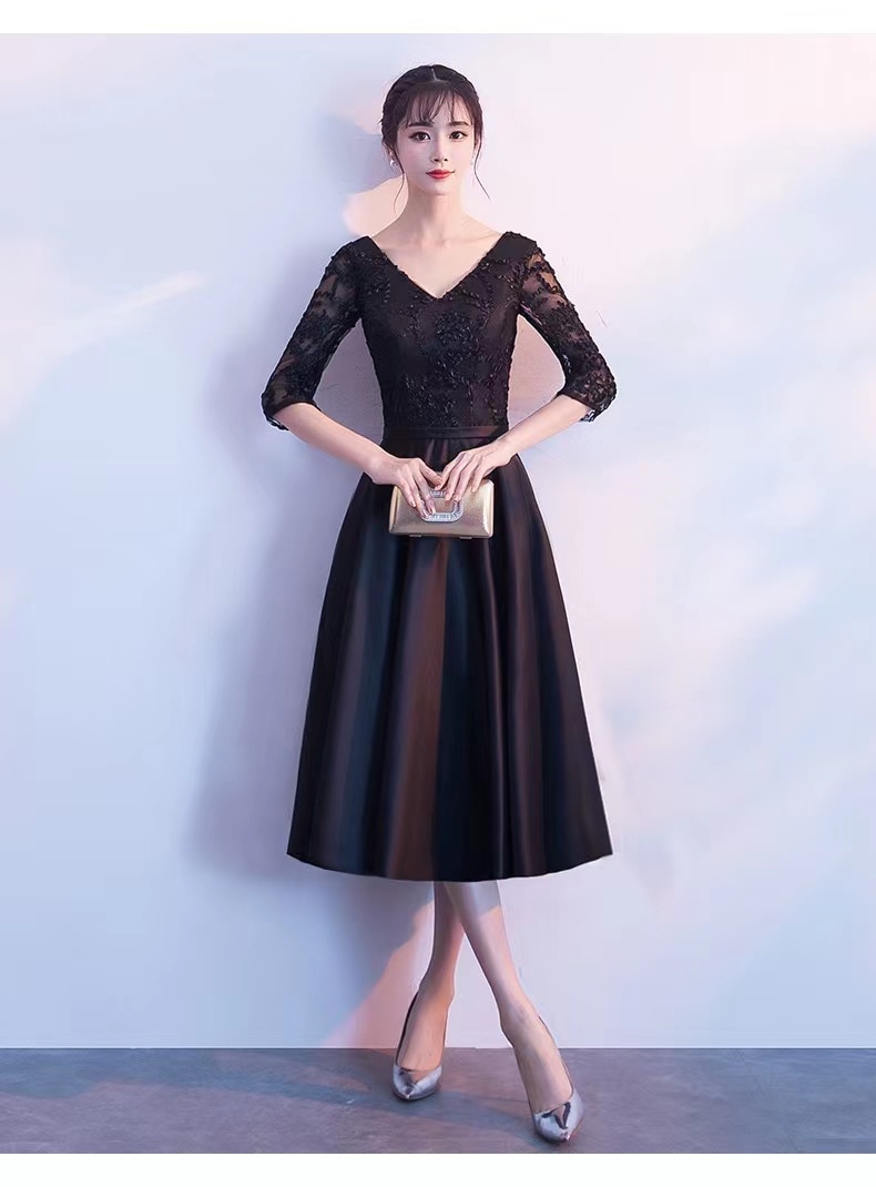 パーティードレス ワンピース ミモレ丈 Vネック ミセス ロングドレス 結婚式 大きいサイズ お呼ばれ 二次会 袖あり 七分袖 透け感レース 魅力 同窓会 フォーマル