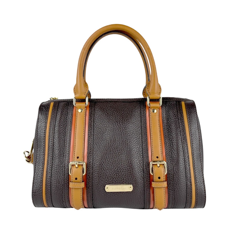 バーバリー BURBERRY ハンドバッグ ショルダーバッグ レザー ブラウン ゴールド ユニセックス z6362