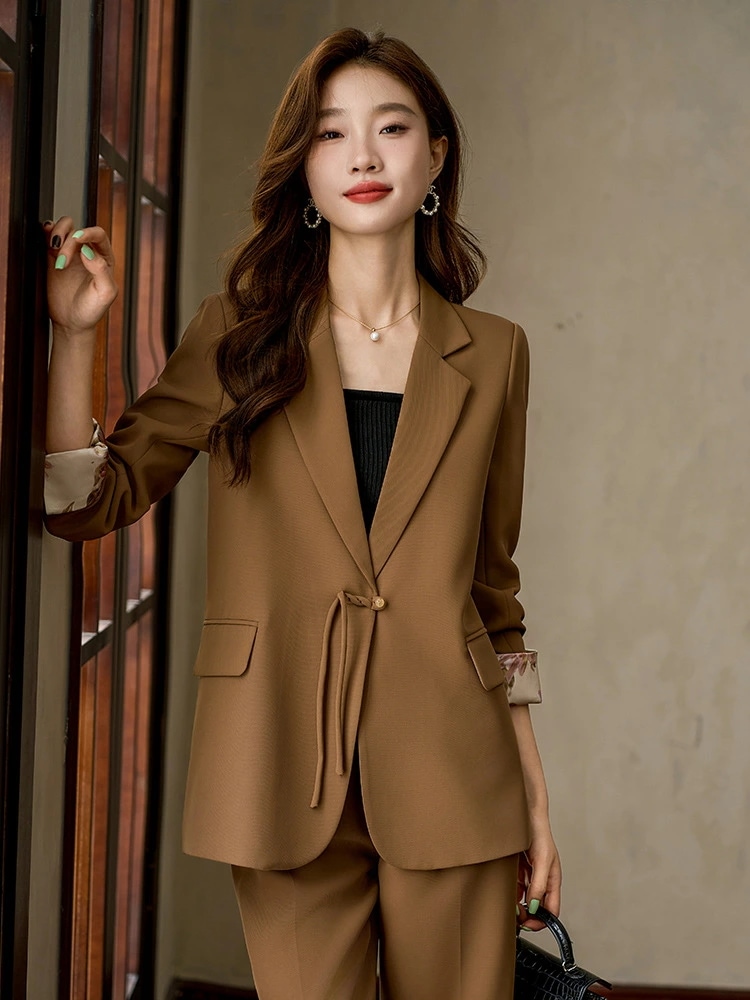 西装 セットアップ 通勤 高級 中式 国風 気質 女性用 ファッション 外套 仕事用