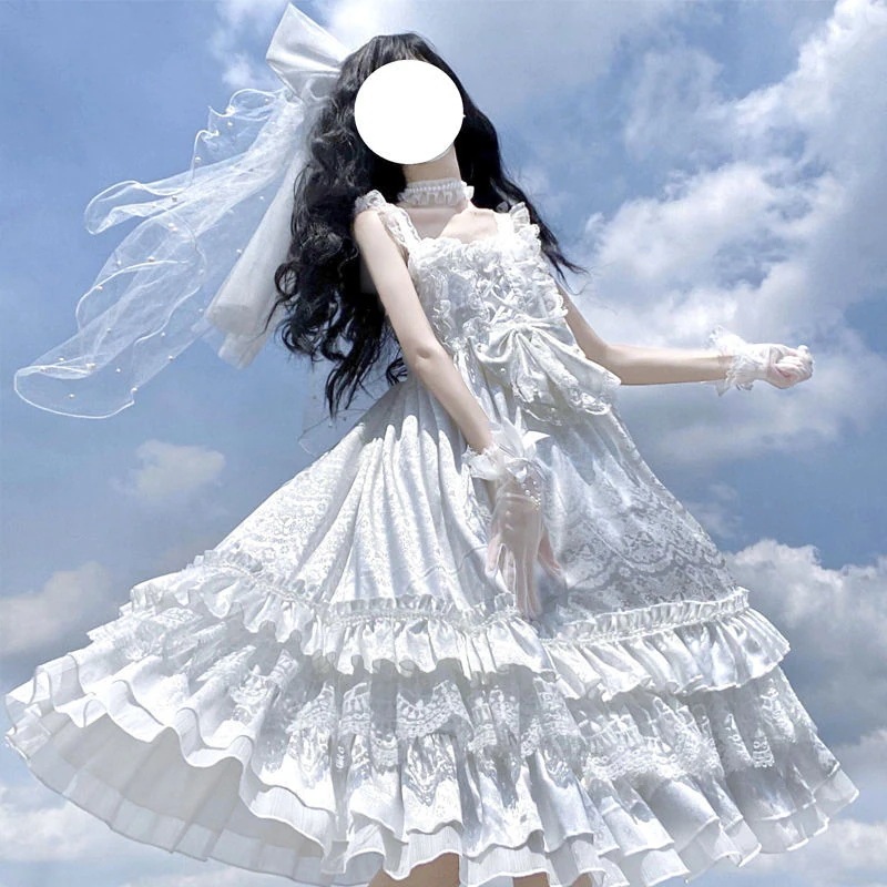 ロリータスカート洋装花嫁jskキャミソール女ウェディングドレスcos二次元の服 5,523円