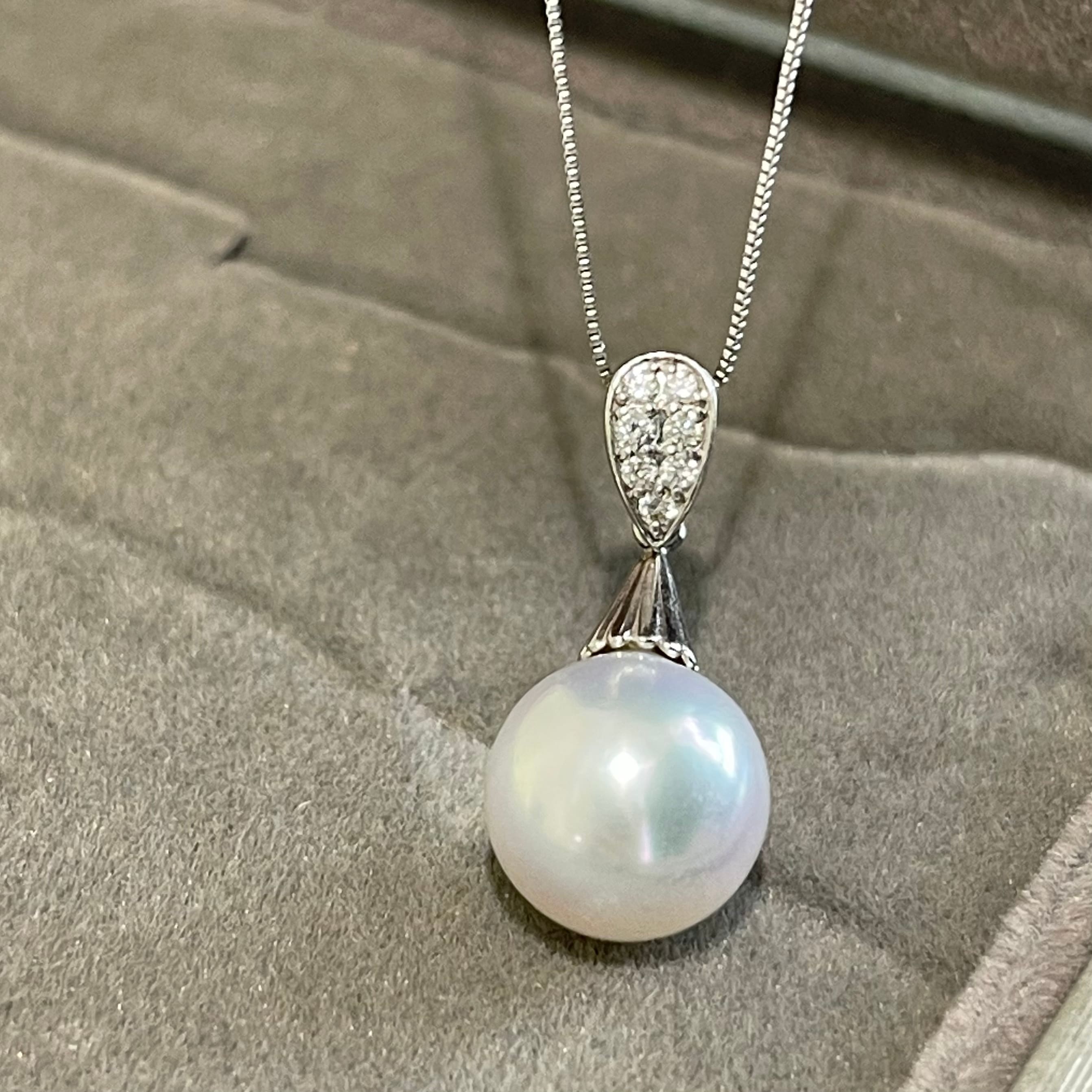 新品　K18ホワイトゴールド　白蝶真珠　10.6ミリ　ネックレス　ダイヤモンド 0.１ct　高級　エレガント N4552307080003 73,150円