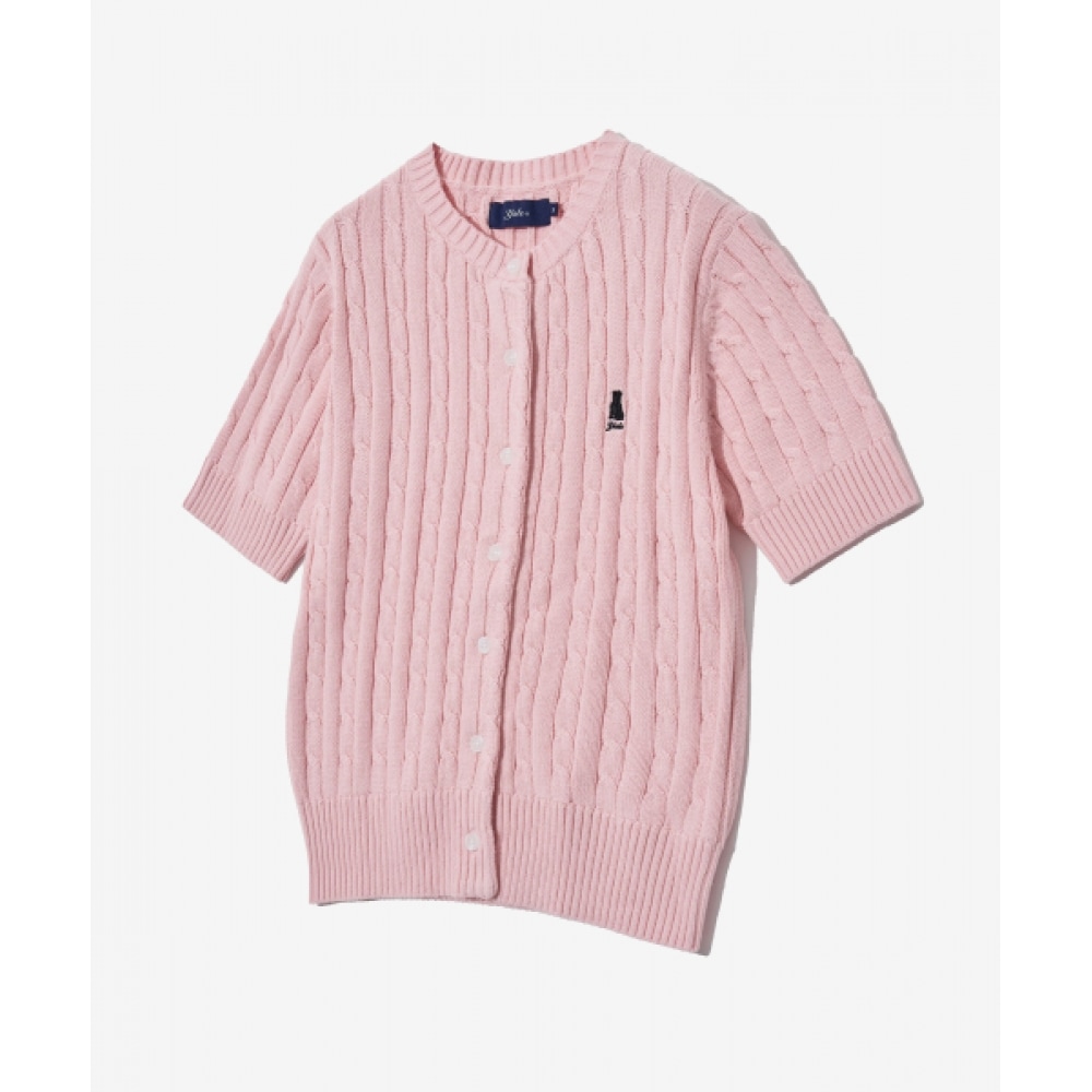 Yale レディースヘリテージダンケーブルショートスリーブカーディガンライトピンク 7,290円