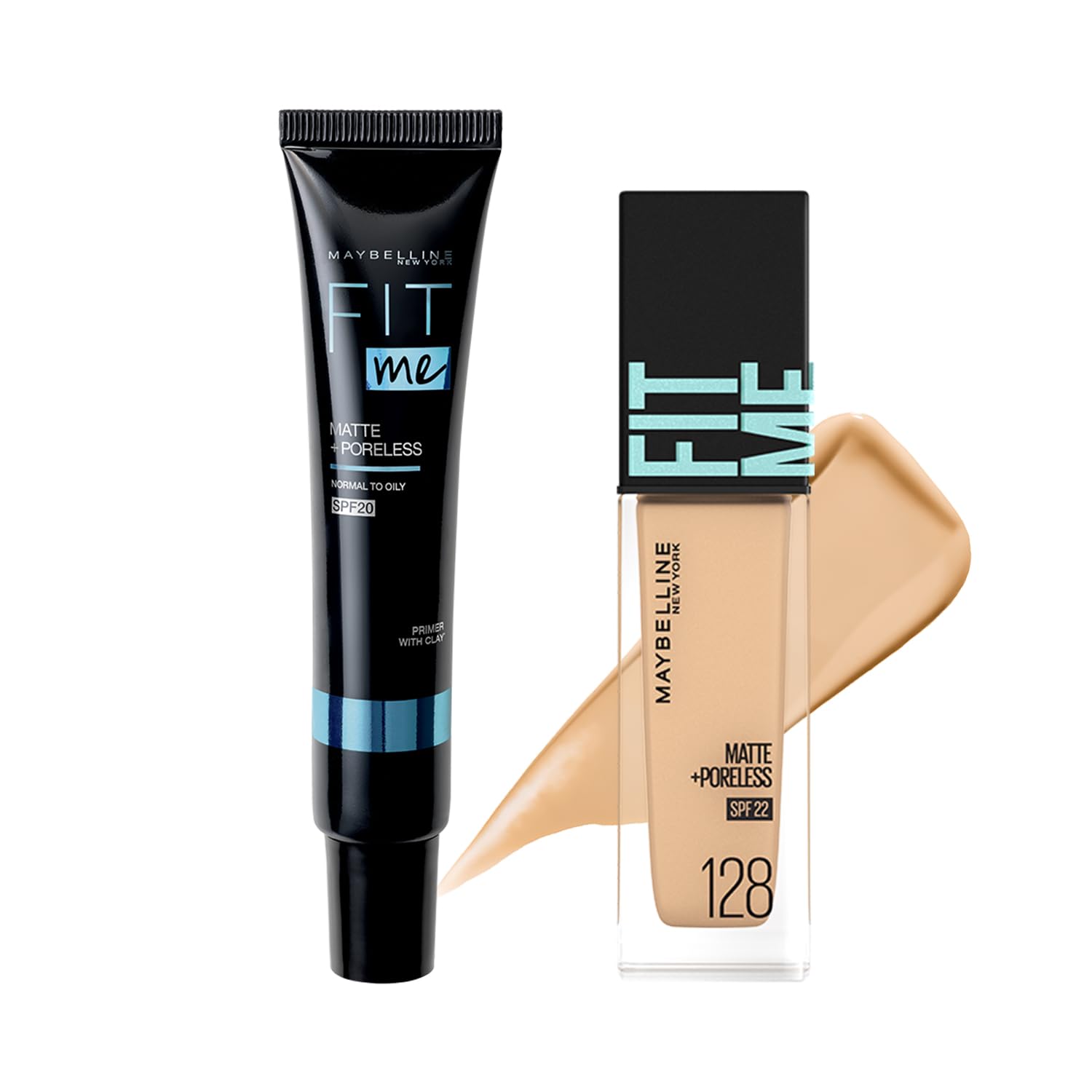 【セット買い】MAYBELLINE(メイベリン) ファンデーション フィットミー リキッド ファンデーションR 128 + フィットミー プライマー 01