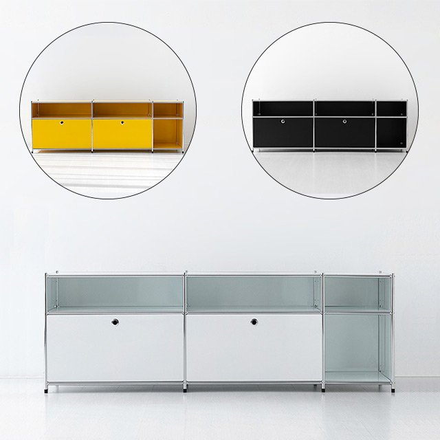 SIMPLIE 2段3列 収納棚 2扉付き BC144 3色(ホワイト/イエロー/ブラック) モジュールタイプ キャビネット 収納ラック