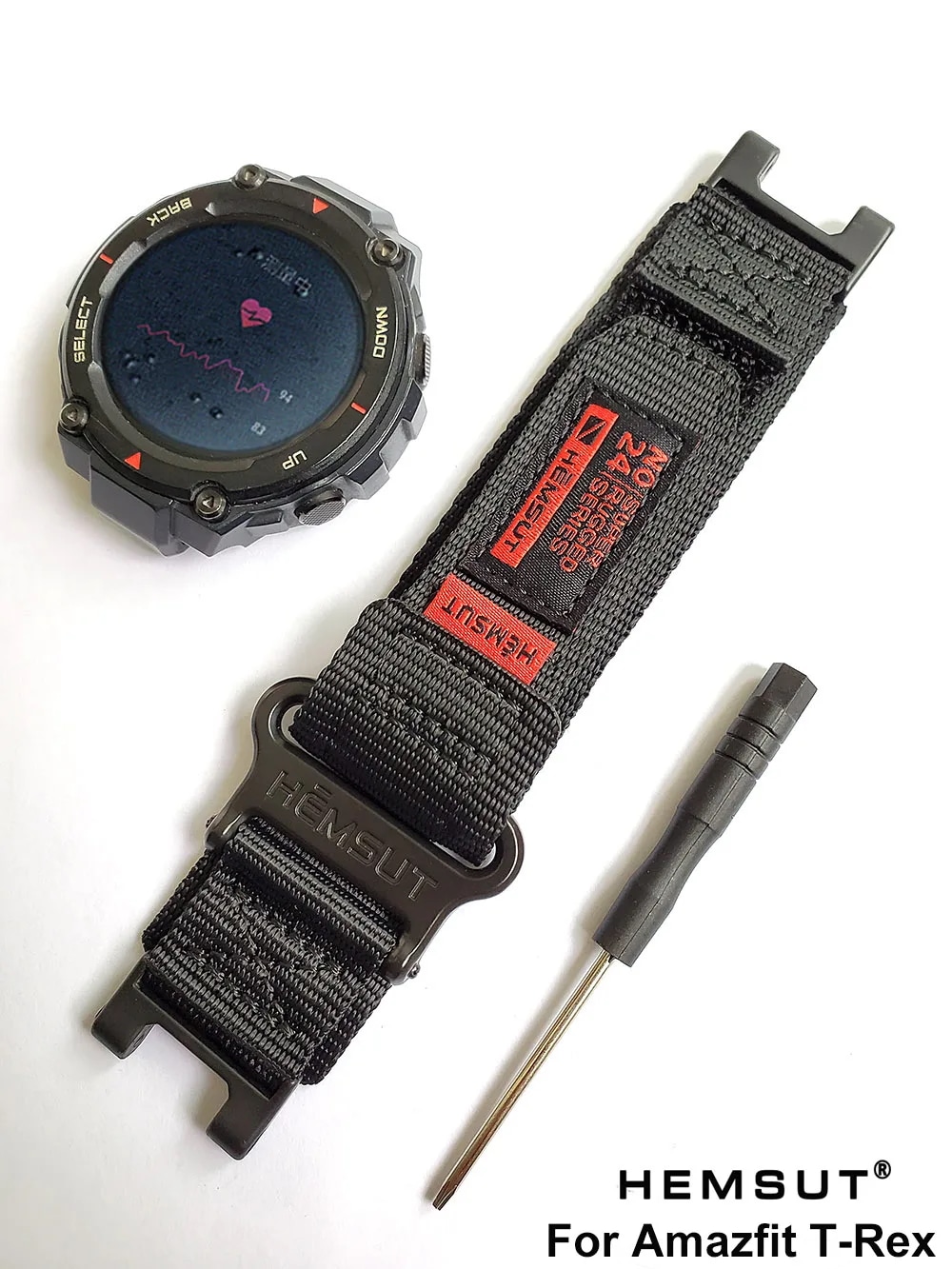 Hemsut-Amazfit T-rex1 2 proと互換性のあるストラップ ナイロン ミリタリースタイル スポーツ 男性用