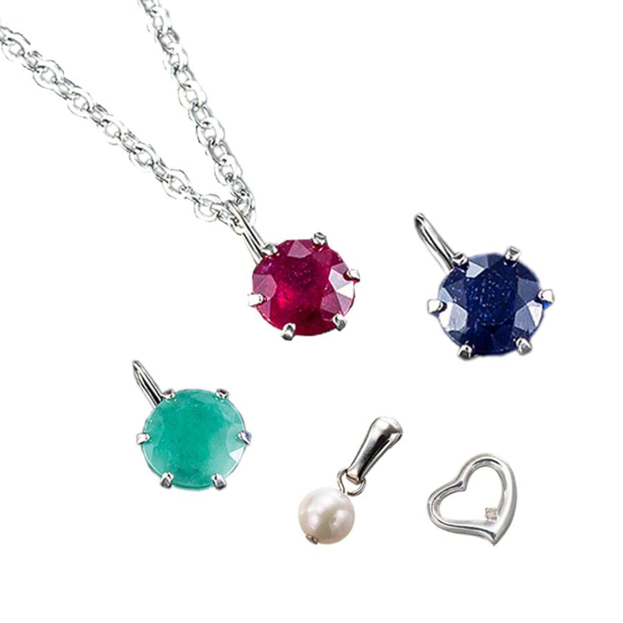 合計3.0ct！「豪華三大宝石ネックレス」+真珠+ダイヤ ロングチェーン ルビー サファイア エメラルド