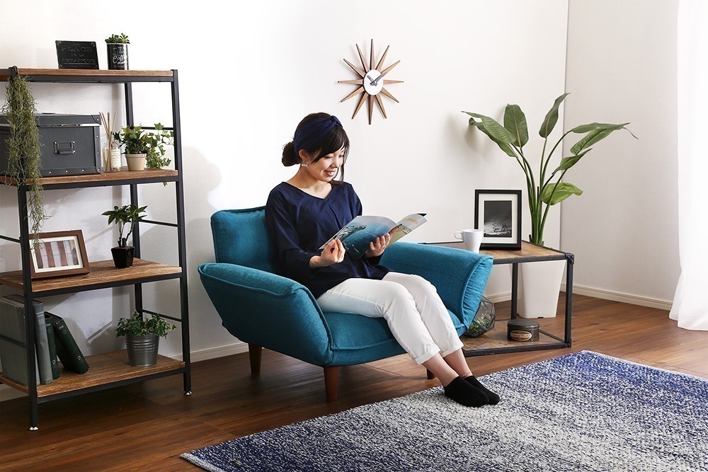 ローソファー 1人掛け おしゃれ リクライニング レトロ ポケットコイル ファブリック 日本製 パーソナルチェア 完成品 肘掛け 一人掛け