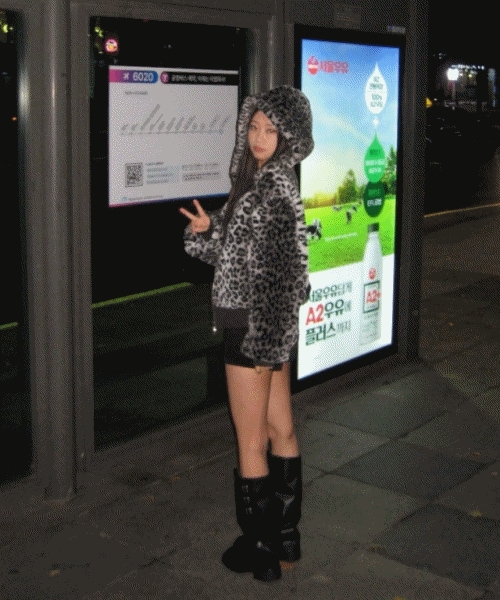 leopard fur hoodie [2color]