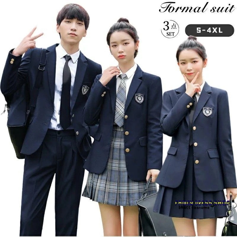 子供卒業式スーツ 3 点セット 男女共用 紺色 韓国 JK 制服風 入学式 / 卒園式用