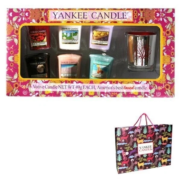 ボーティブキャンドル6種 + シルバーの木 レッドホルダー ギフトセット