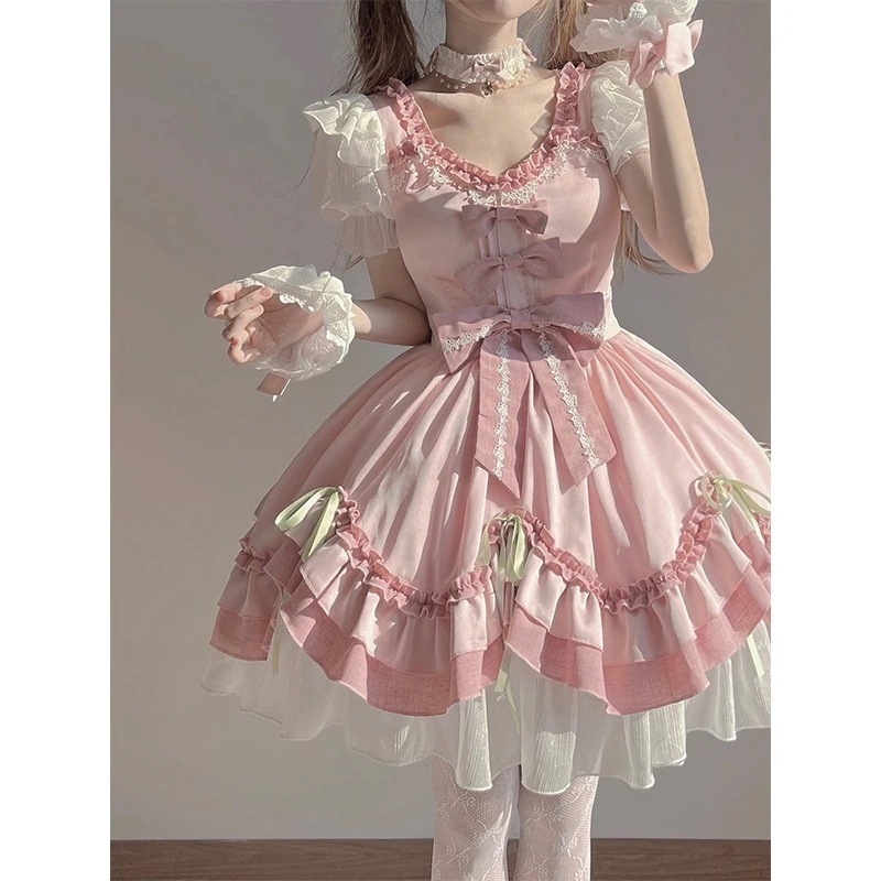 ピンクロリータドレスジェントルドレスロリータソフトガールミス張青楼プリンセススカート