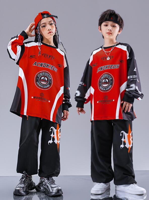 原宿系 イベント サルエルパンツ ヒップホップ hiphop ストリート 子供服 発表会 おしゃれ団体服 応援団 男女兼用 ステージ舞台演出服 jazz 上下セット 練習着 キッズジャズ レッスンダン