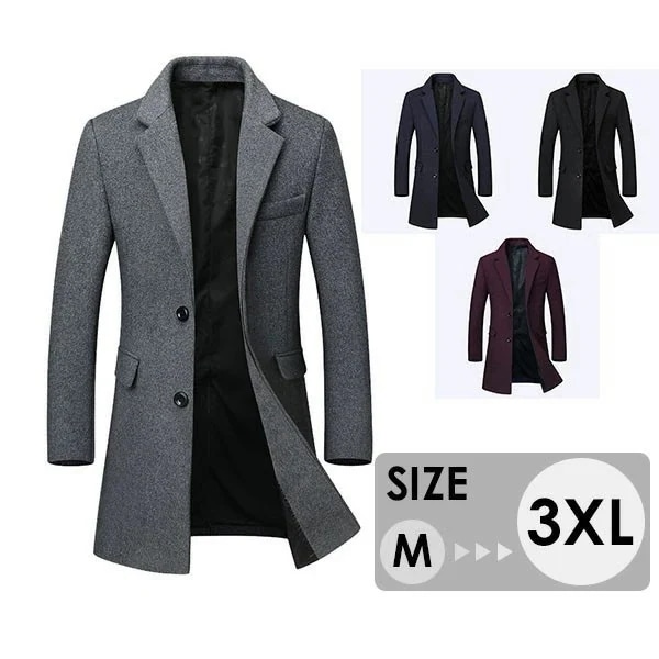 ビジネスコート ロングコート チェスターコート ステンカラー コート メンズ ビジネスコートマフラー付き ウール混紡 チェスターコート中綿 ロングコート グレー ブラック ネイビー ワインレッド 30