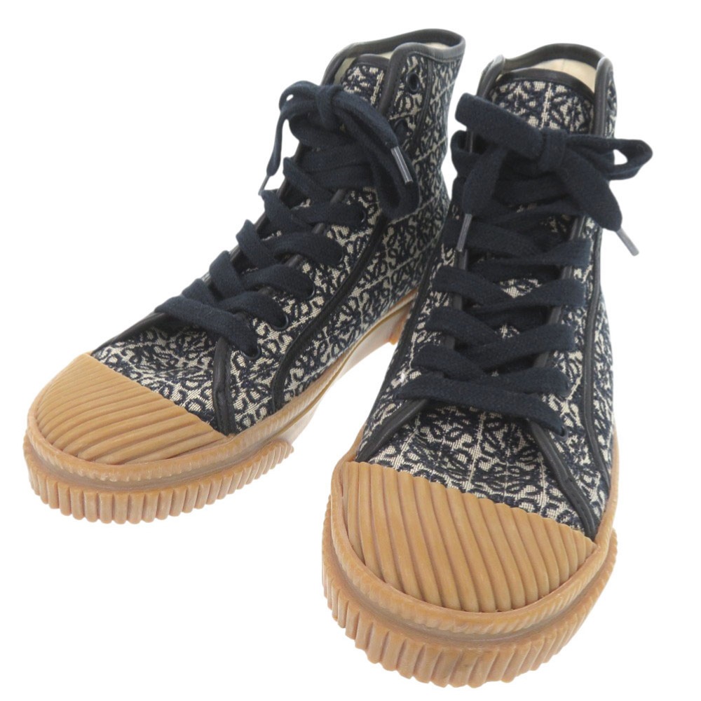 美品 ハイカットスニーカー アナグラム スニーカー キャンバス ネイビー 0877【中古】 レディース