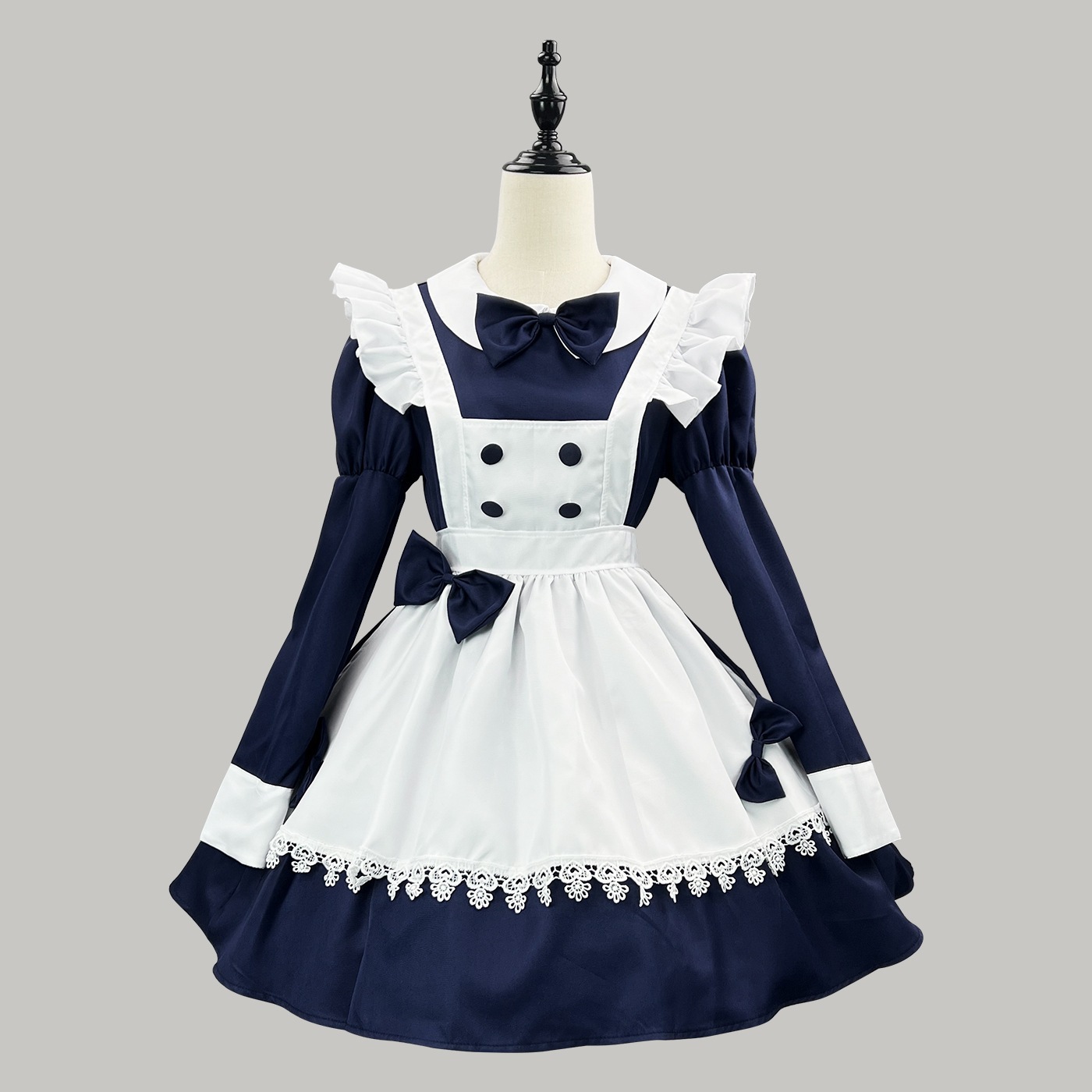 2025新作ハロウィーン衣装アニメ黒と白長いタイプ執事スカートメイドカフェ作業服
