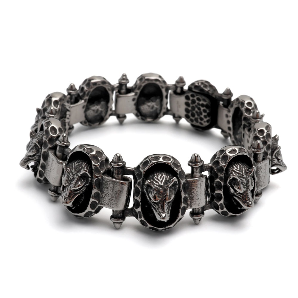 316L ウルフヘッドブレスレット [b752]