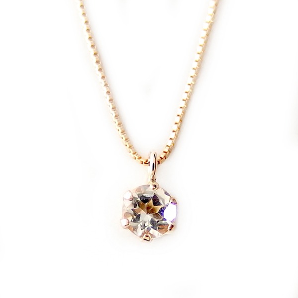 ネックレス アクアマリン K18 イエローゴールド 3月 誕生石 一粒 シンプル プチネックレス ペンダント